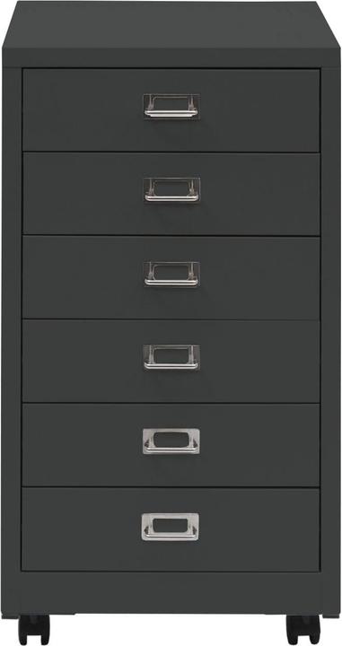 Produktbild Mendler Rollcontainer HWC-L49, Metall 75x40x41cm 6 Schubladen, dunkelgrau