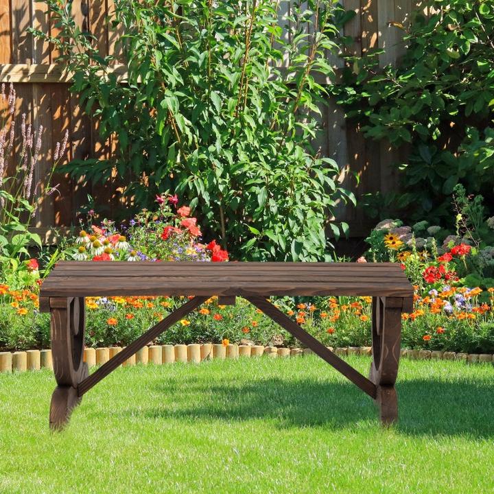 Immagine prodotto Swisshandel24 Gartenbank Holz Wetterfest Sitzbank Gartenmöbel Rustikale Bank Natur 98 x 50 x 39,5 cm