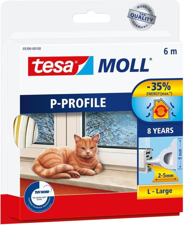 Image du produit tesa tesamoll CLASSIC Profilé P Joint de fenêtre, joint en caoutchouc pour l'isolation