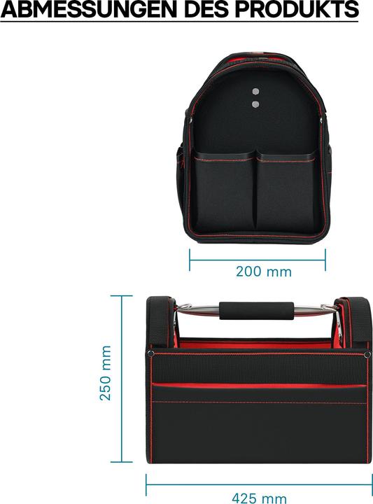 Produktbild Wiltec Werkzeugtasche Grösse XL Werkzeugbeutel Werkzeug Tasche Aufbewahrung Griff
