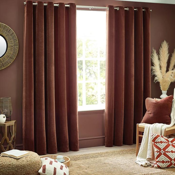 Actual product image Yard Chenille Velvet Eyelet Curtains (168 x 183 cm)