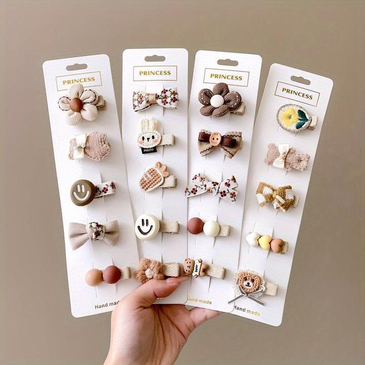 Actual product image Activity Board 15/20pcs cute cartoon animal smiling face bow flower hair clips, suitable for party (1 pcs.)