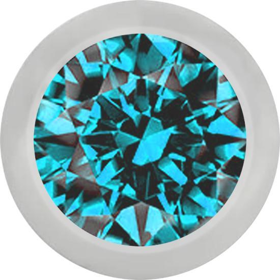 Star Piercing Micro Kugel silber mit Kristall aqua (Chirurgenstahl 316L)