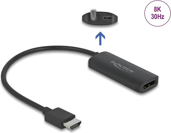 Produktbild Delock Adapter HDMI-A Stecker zu DisplayPort Buchse 8K (HDMI, 16.50 cm)