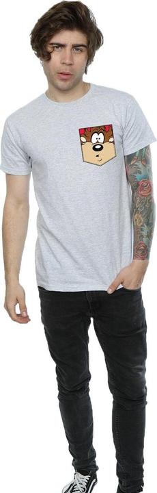 Actual product image Looney Tunes Mens Tasmanian Devil Face Faux Pocket T-Shirt (M)