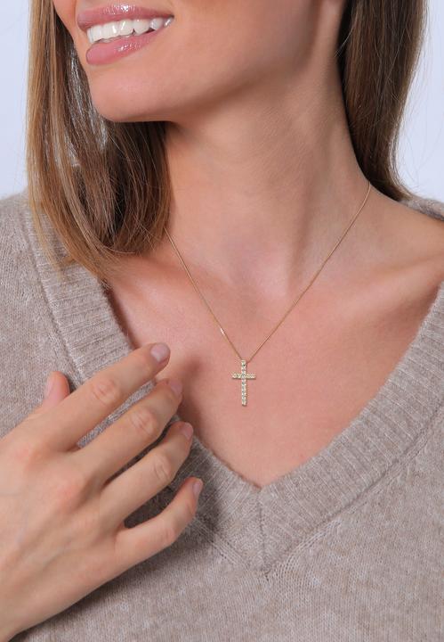 Produktbild Elli Kreuz (925 Sterling Silber vergoldet, Glaskristall, 60 cm)
