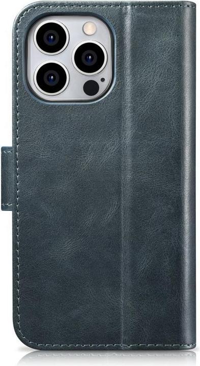 Produktbild iCarer oil Wax Wallet Case 2 in1 Cover iPhone 14 Pro Anti-RFID Leder Flip Case Blau (WMI14220722-BU) (Apple iPhone 14 Pro)
