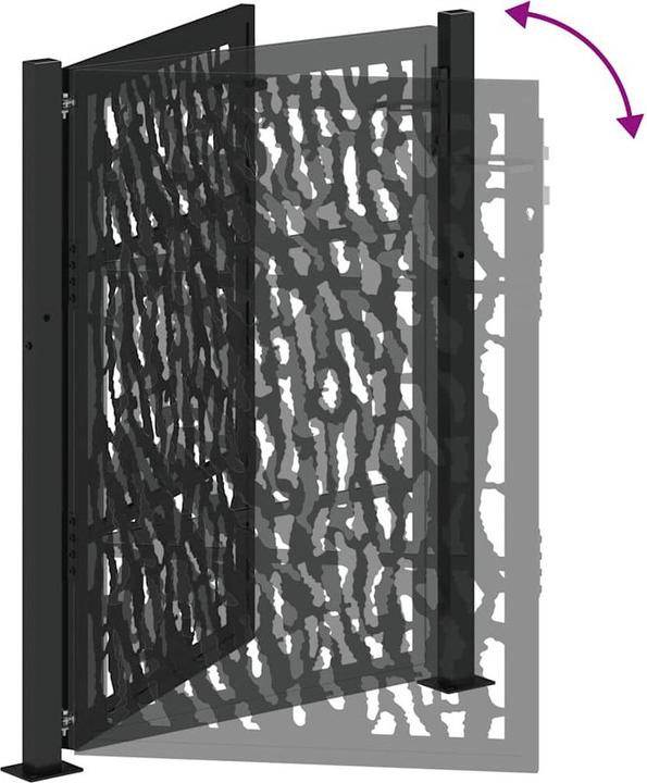 Produktbild VidaXL Gartentor Schwarz 105x130 cm Stahl Spurendesign Zauntor Outdoor Tor
