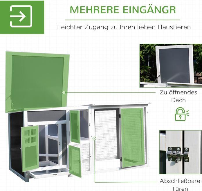 Produktbild Swisshandel24 Hühnerstall Hühnerhaus Geeignet für 1-2 Hühner, mit Nistkasten Eierkiste mit 2 Fächern, Tanne, Grau+