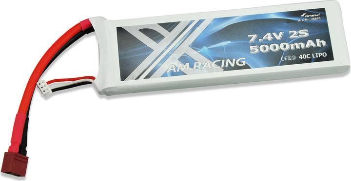Produktbild Amewi LiPo Akku 2S 7,4V 5000mAh 40C Softcase, 5mm Goldkontakte (7.40 V, 5000 mAh)