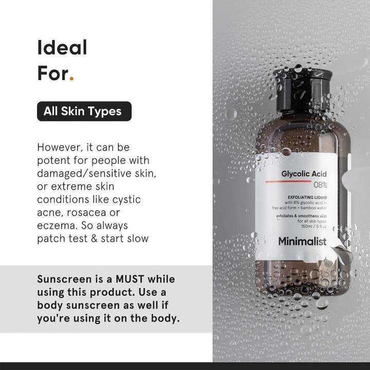 Produktbild Minimalist Glycolic Acid 08% Exfoliating Liquid (Peeling, 150 ml)