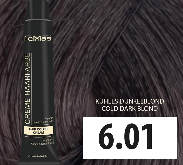 Actual product image FemMas 6.01) Hair Color Cool Dark Blonde 100ml (Cool dark blonde 100ml)