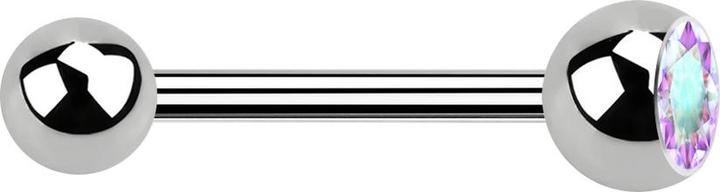 Produktbild Star Piercing Barbell silber mit Kugel und Kugel Kristall multicolor (Titan G23, ohne Messing)