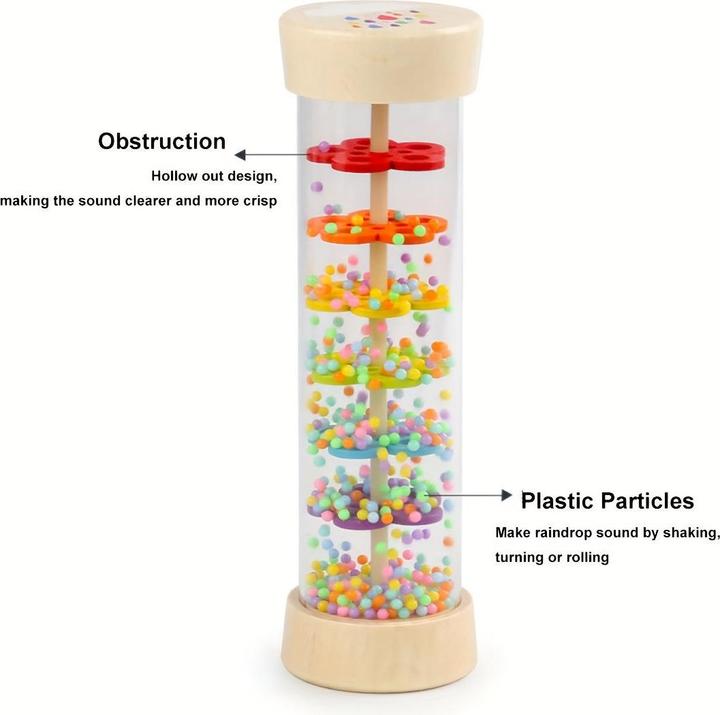 Immagine prodotto Activity Board Strumento a tubo sonoro per la pioggia in legno, strumento musicale a bastone per la pioggia