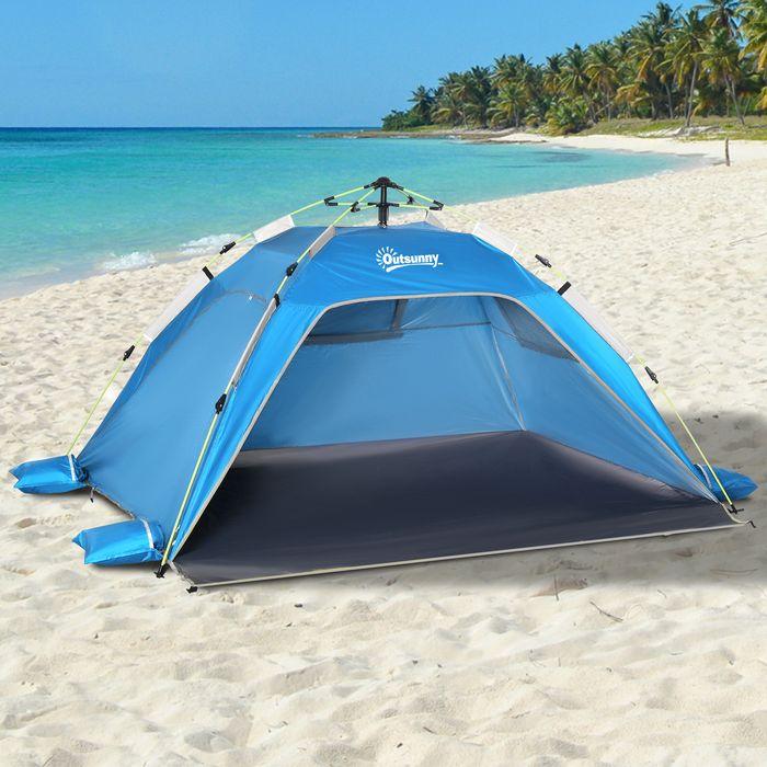 Image du produit Swisshandel24 Strandmuschel Pop Up Strandzelt für 1-2 Personen mit Sonnenschutz Himmelblau (Tente de plage, 2 personnes)