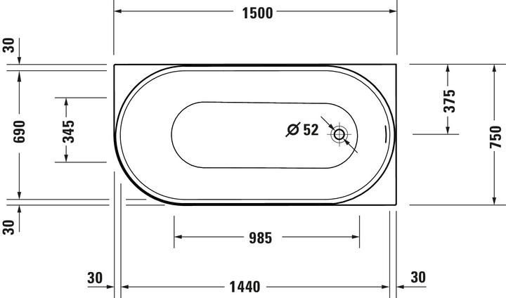 Image du produit Duravit Baignoire DuraSenja (215 l, 150 cm, 75 cm)