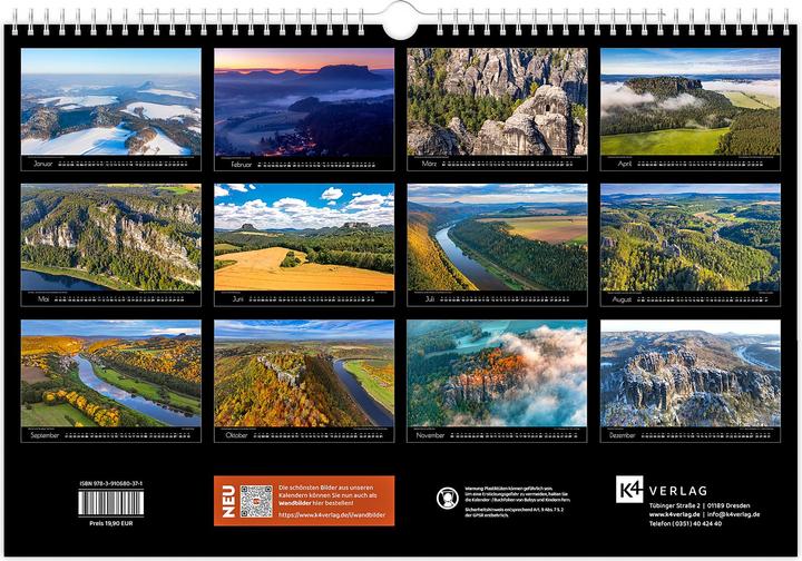 Image du produit Kalender Schsische Schweiz Luftaufnahmen 2026 (45 x 30 cm, Allemand)