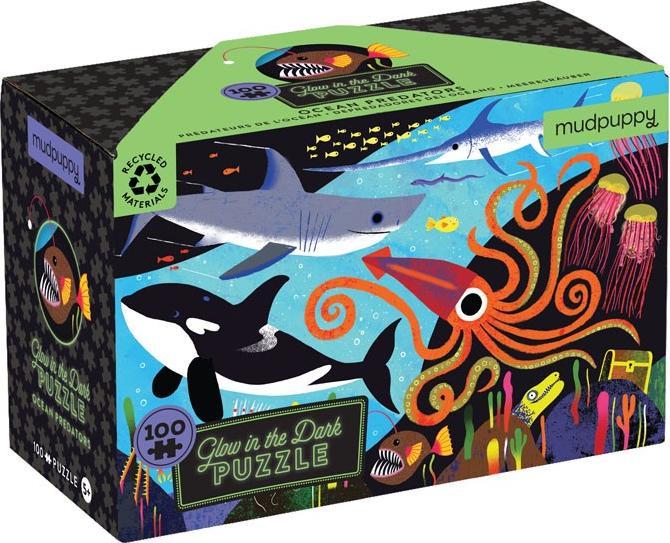 Produktbild Mudpuppy Glow in Dark Puzzle, Raubtiere im Ozean (100 Teile)