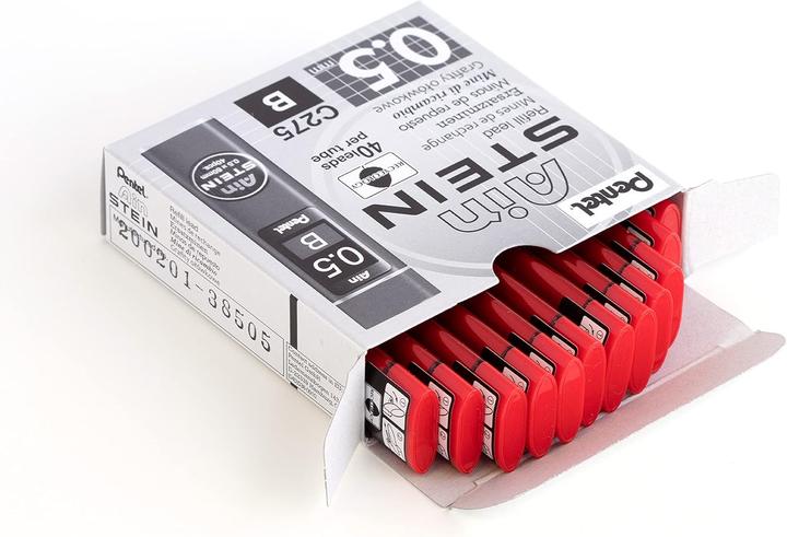 Actual product image Pentel C275 Feinminen-Set, Härtegrad B (12 Dosen á 40 Minen) (Refill, Graphite, 0.50 mm)