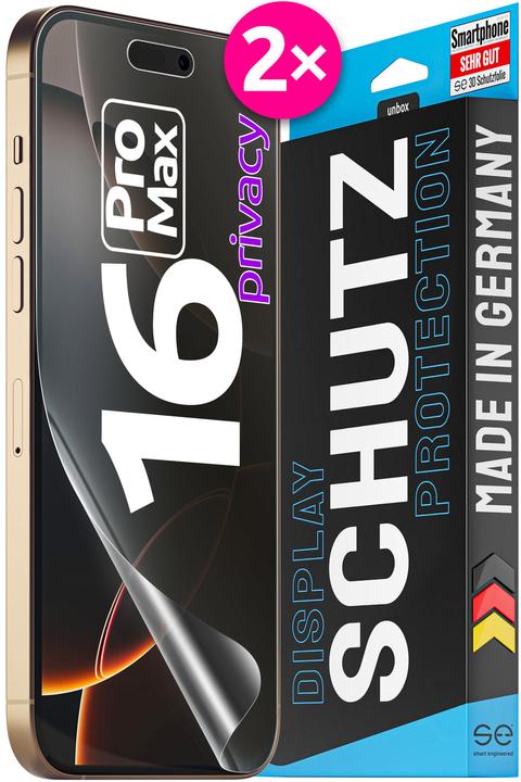 Actual product image Smart Engineered se 3D protective film Apple iPhone 16 Pro Max Privacy (PU 2) (2 Piece, Apple iPhone 16 Pro Max)