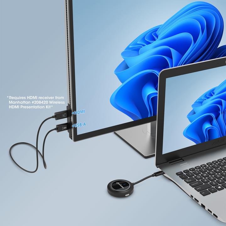 Produktbild Manhattan 1080p Wireless HDMI-Displayadapter mit USB-C-Sendemodul (30 m, HDMI 1.4a)