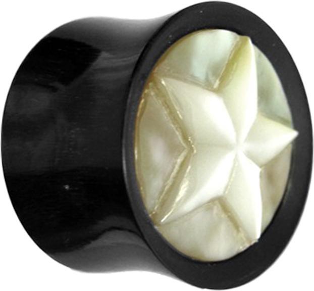 Actual product image Star Piercing Flared Plug Mother of Pearl Star of Horn and Bone (Mineral, Organic, without brass)