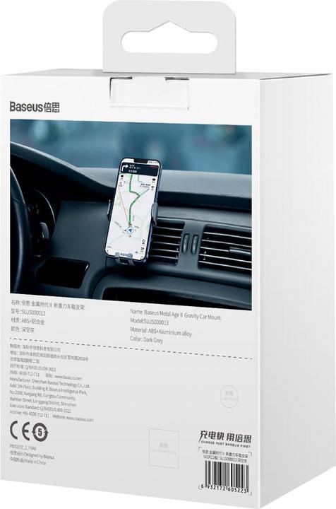 Immagine prodotto Baseus Metal Age II Supporto auto gravitazionale su griglia di ventilazione (grigio)