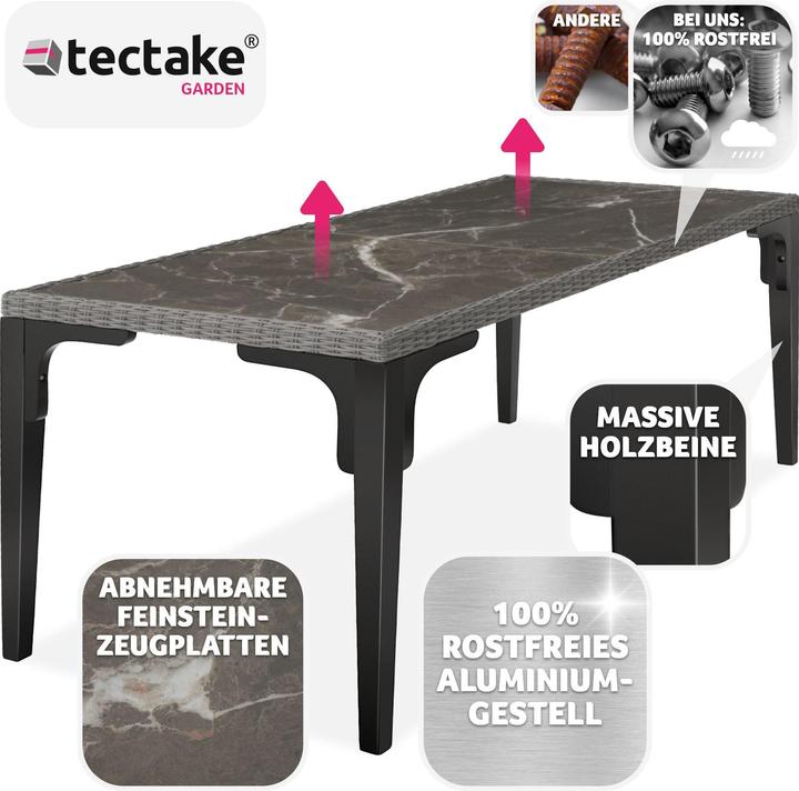 Actual product image tectake Rattan Table Foggia 196x87x76cm (196 cm)