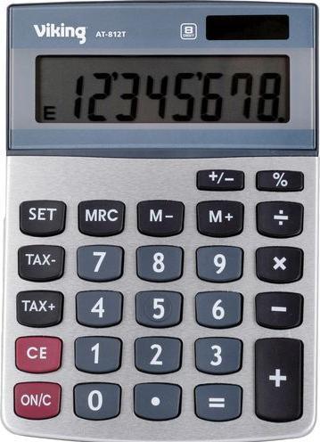 Actual product image Office Depot Desktop calculator AT-812T 8 digits silver (Batteries, Solar cells)