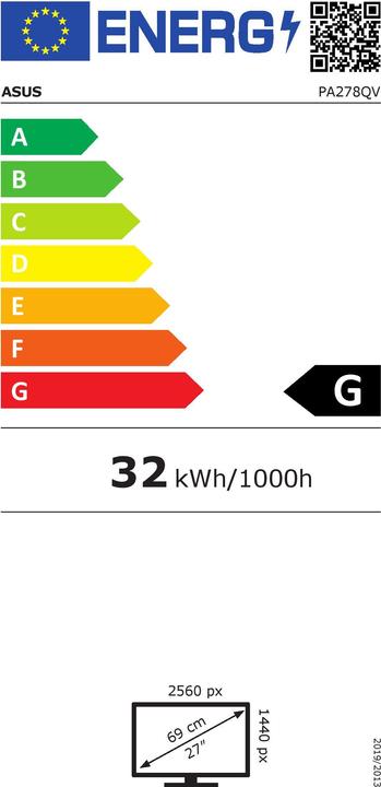 Energielabel ASUS ProArt PA278QV (2560 x 1440 pixels, 27")