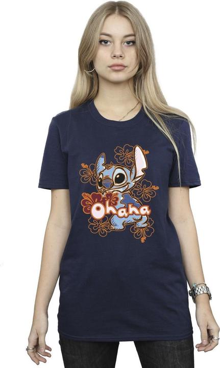 Immagine prodotto Disney Lilo And Stitch Ohana Orange Hibiscus Maglietta Ampia Donna (L)