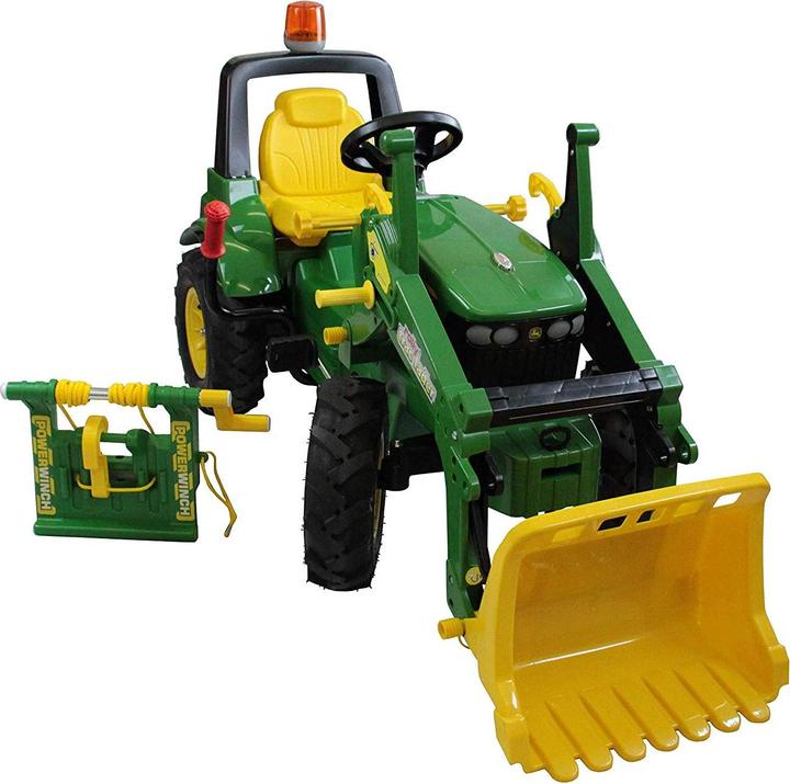 Rolly Toys Trattore a pedali, trattore JohnDeere 7930, caricatore frontale, verricello, 3-8 anni