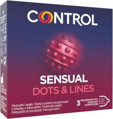 Preservativi e linguette gessate Sensual Dots & Lines 3Pcs (3 pz.)