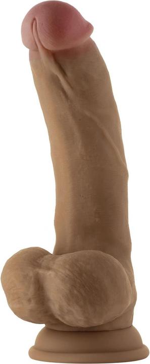 Actual product image Shaft Model C 21,59 cm Liquid Silicone Dong With Balls Oak Brown