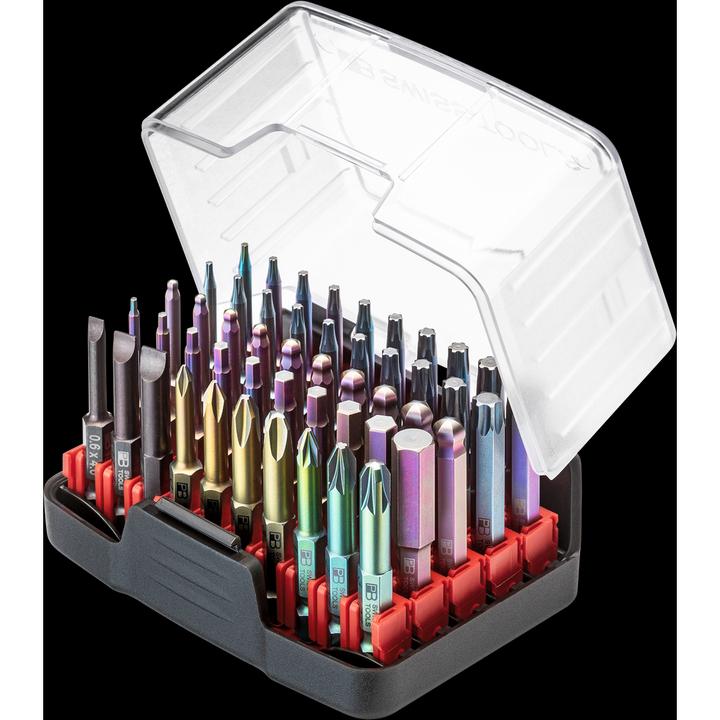 Produktbild PB Swiss Tools BitBox (2, 3, 4, PH0, PH1, PH2, PH3, PZ1, PZ2, PZ3, T6, T7, T8, T9, T10, T15, T20, T25, T30, T40, TX10, TX15, TX20, TX25, TX30, TX40, TX 6, TX 7, TX 08, TX 09, 1,5 mm, 2 mm, 2.5 mm, 3 mm, 4 mm, 5 mm, 6 mm, 8 mm)