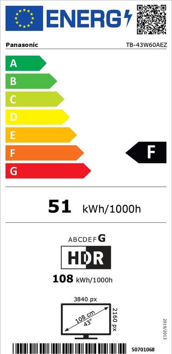 Energy Label Panasonic TB-43W60AEZ (43", LCD, 4K, 2024)