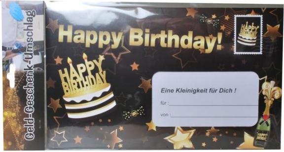 Produktbild UdoS Riesenumschlag "Happy Birthday" schwarz/gold