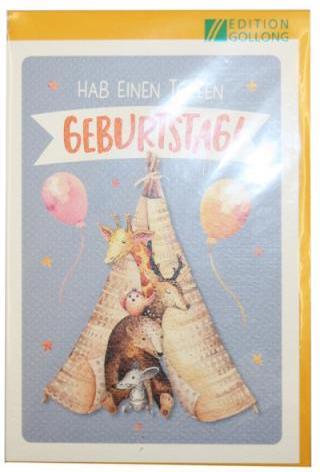 Produktbild Edition Gollong Geburtstagskarte Tiere im Zelt