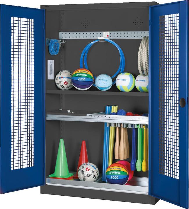 Actual product image C+P Modular sports equipment cabinet with complete equipment (HxWxD: 195x120x50 cm, with perforated