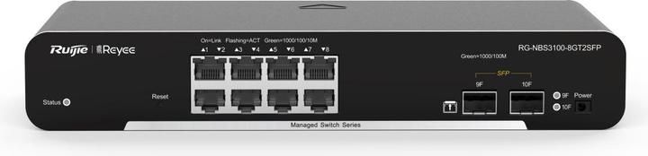 Productafbeelding Ruijie Networks RG-NBS3100-8GT2SFP Netwerkschakelaar Beheerde L2 Gigabit Ethernet (10/100/1000) Voeding o (8 Havens)