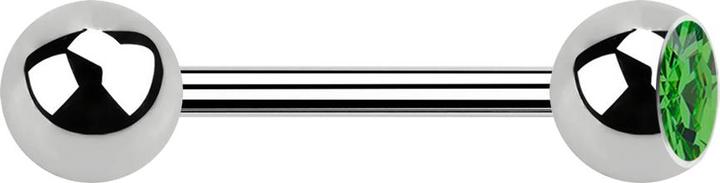 Produktbild Star Piercing Barbell silber mit Kugel und Kugel Kristall grün (Chirurgenstahl 316L, ohne Messing)