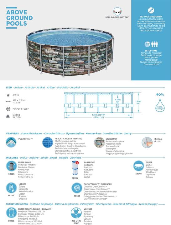 Actual product image Diverse Hardware Bestway Power Steel Swimming Pool 427x122 cm (427 x 122 cm)