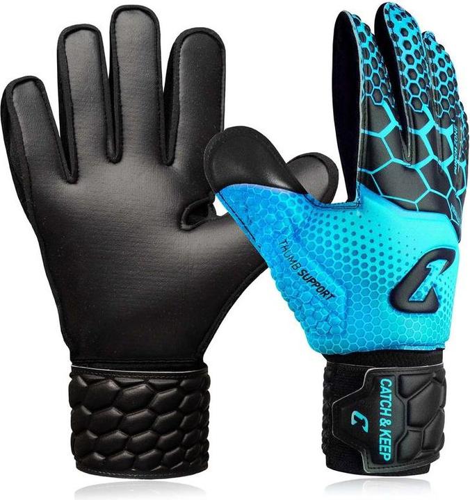 Catch & Keep Fussballhandschuhe Kralle Junior Pro 3.0 Gr. 3 Blau Torwart Keeper Goalie Handschuhe (3)