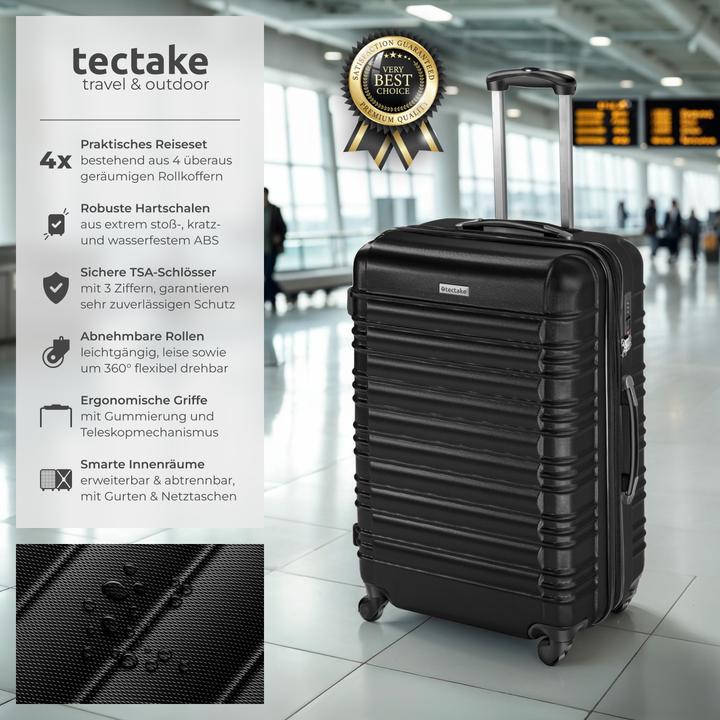 Produktbild tectake Hartschalenkofferset (106 l, Handgepäck (bis 50l), M (50 - 90l), L (90 - 115l), XL (ab 115l))