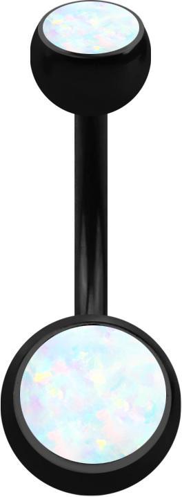 Immagine prodotto Star Piercing Nero banana con due sfere di bianco opalino (senza ottone, Titanio G23)
