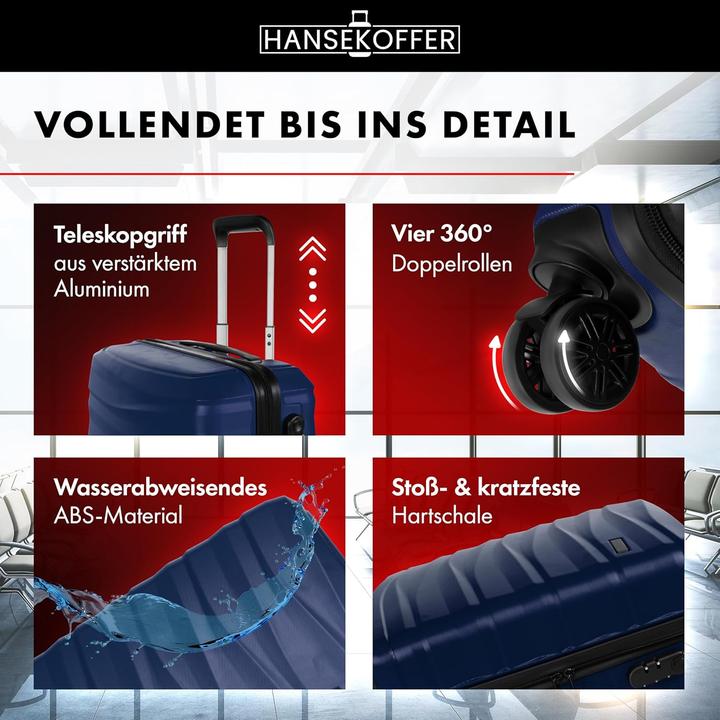 Produktbild Hansekoffer Hartschalenkoffer mit Rollen und Zahlenschloss (70 l, M (50 - 90l))