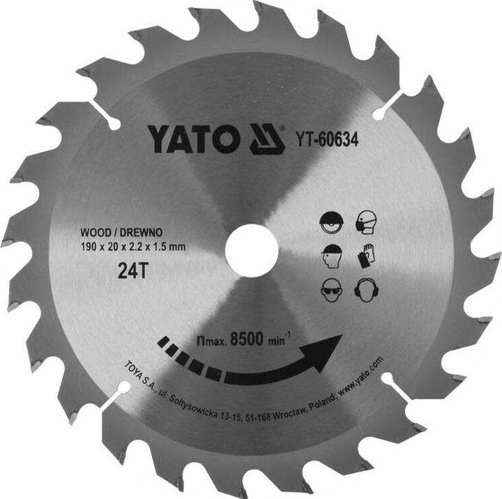Produktbild Yato Hartmetall-Sägeblatt für Holz 190 x 20 mm 24z (YT-60634)