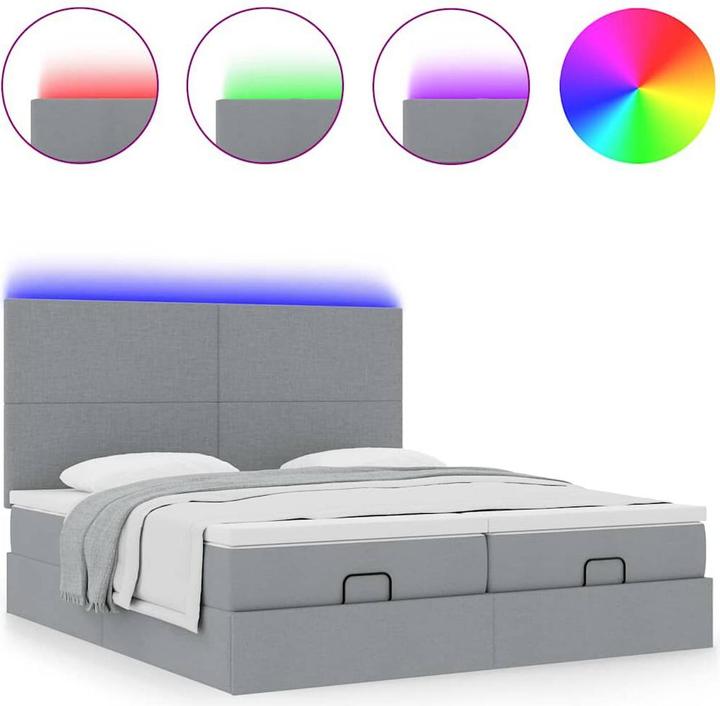 Produktbild VidaXL Ottoman-Bett mit Matratzen Hellgrau 160x200 cm Stoff (160 x 200 cm)