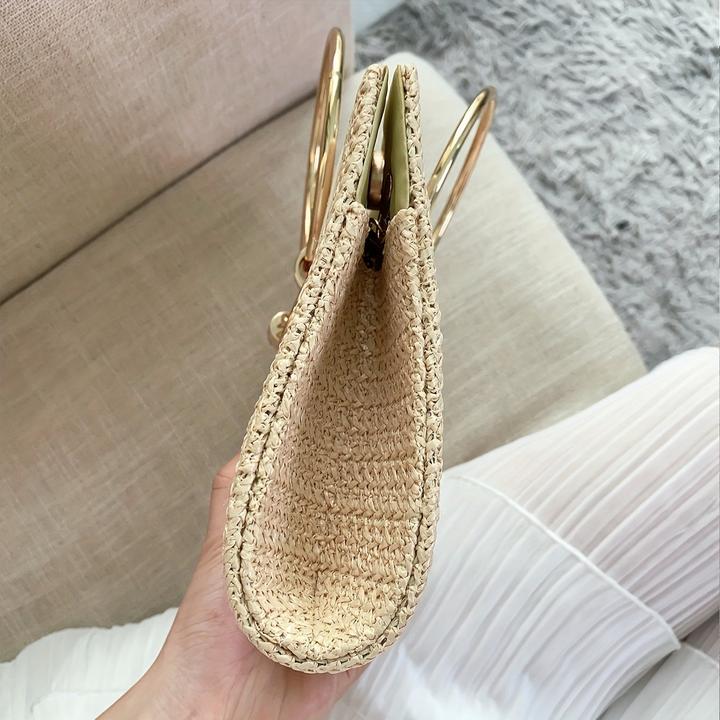 Produktbild Only-Bags.Store Abendtasche aus Stroh mit Quasten, elegante Umhängetasche mit abnehmbarem Riemen, sommerliche