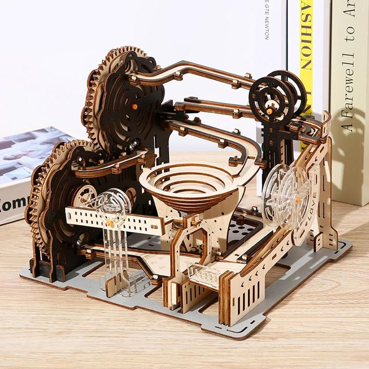 Image du produit The Toy Company 3D Holz Kugelbahn, Murmelbahn Puzzle aus Holz, batteriebetrieben
